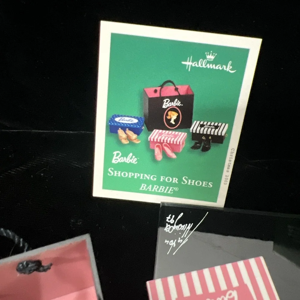 2003 Hallmark Barbie Shopping for Shoes 7pc Set Keepsake Miniature Ornament